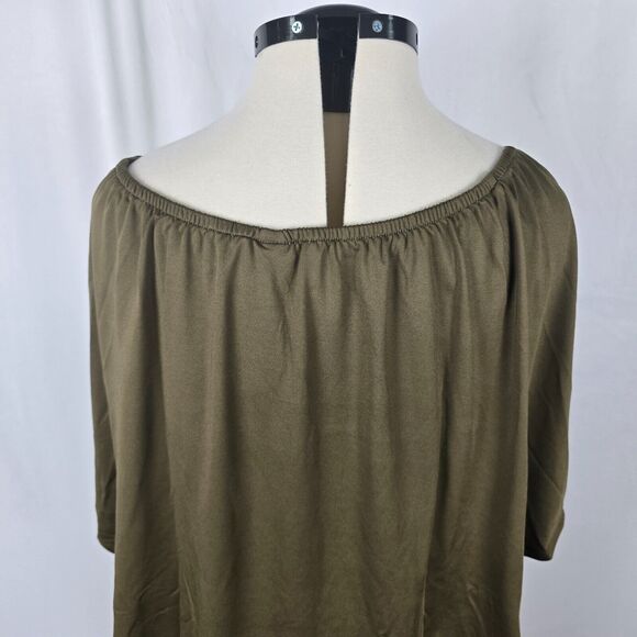 Yincro Dress Women's 2XL Olive Bodycon with Oversized Top Ruffles Mini NWT - Picture 6 of 16